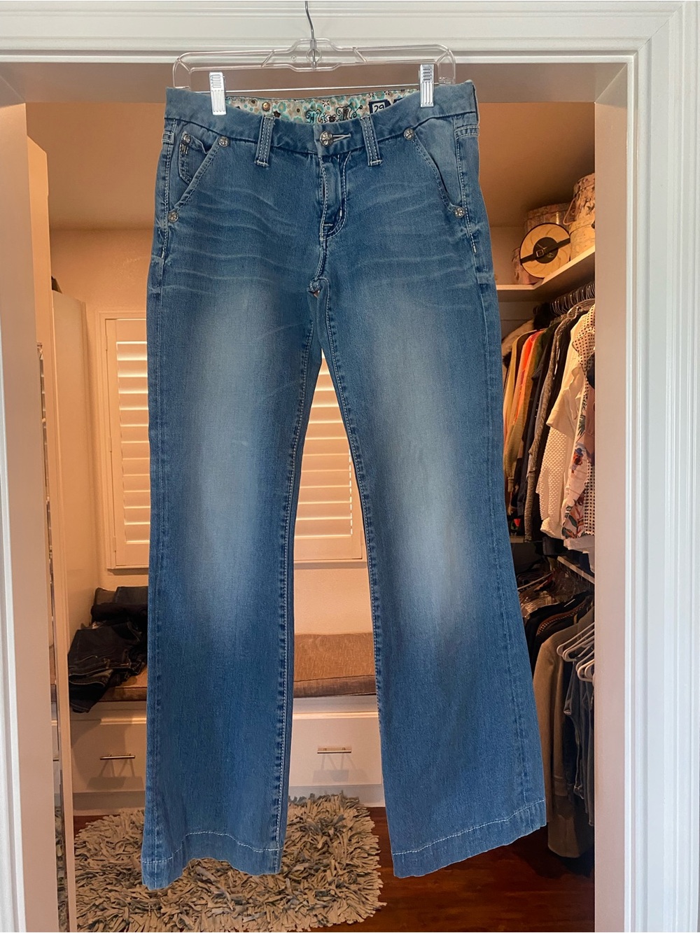 Miss Me Medium Blue Bootcut Jeans with Subtle Whiskering